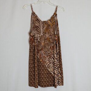 CATO Brown Print Halter Relaxed Fit Stretch Knit Tank Top; Size 18/20W
